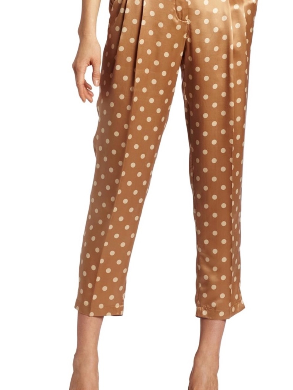 Roberto Rodriguez Polka Dot Cropped Silk Pants - Camel/Cream